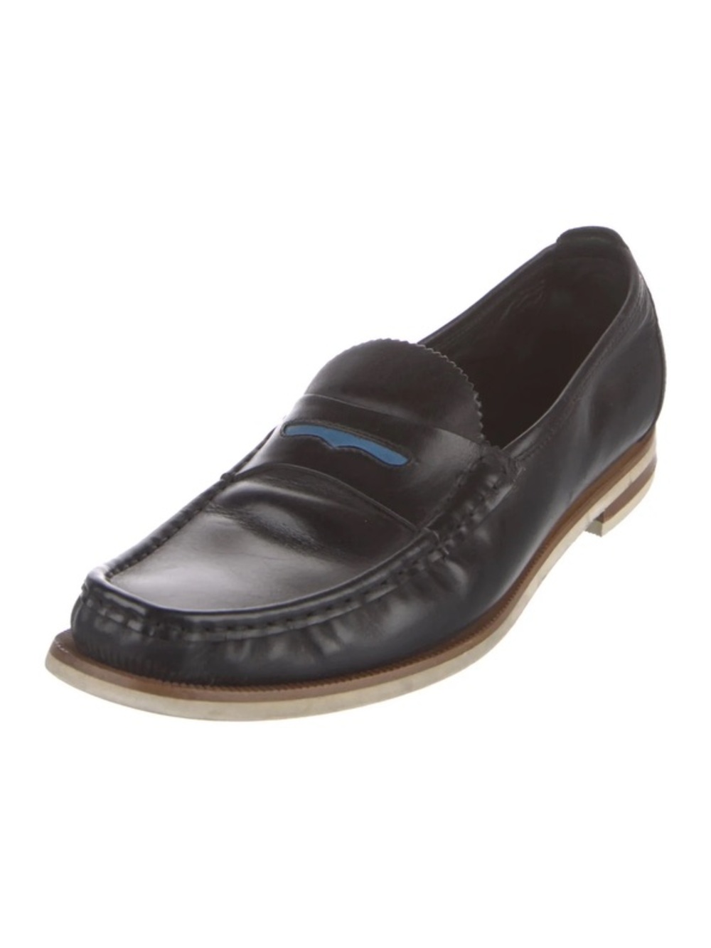 Rag & Bone Black Leather Loafers with blue accent size 10/10.5